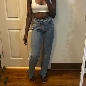 PLT TALL Split Hem Straight Leg Denim Jeans